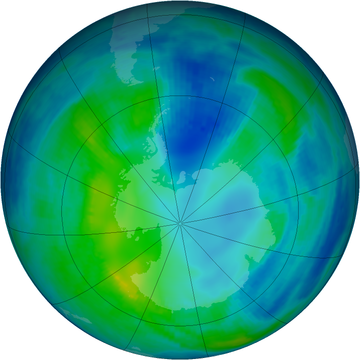 Antarctic ozone map for 01 May 1999